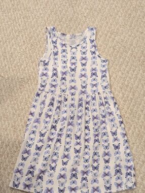 H&M White Dress with Blue Butterfly Print